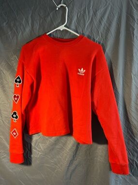 Adidas Red Crewneck Crop Sweatshirt